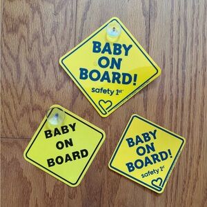 Safety 1st Yellow "Baby On Board" Car Window Signs - Set of 3